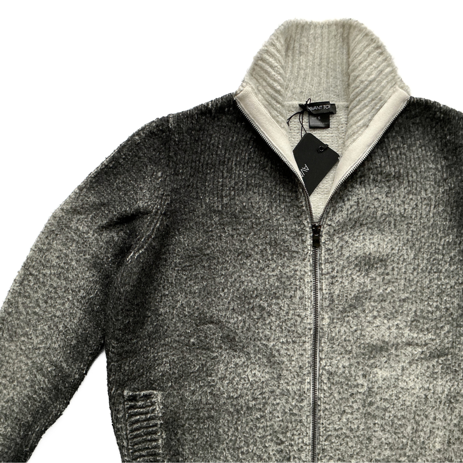 Avant Toi Full Zip Sweater in Smoke Ombre