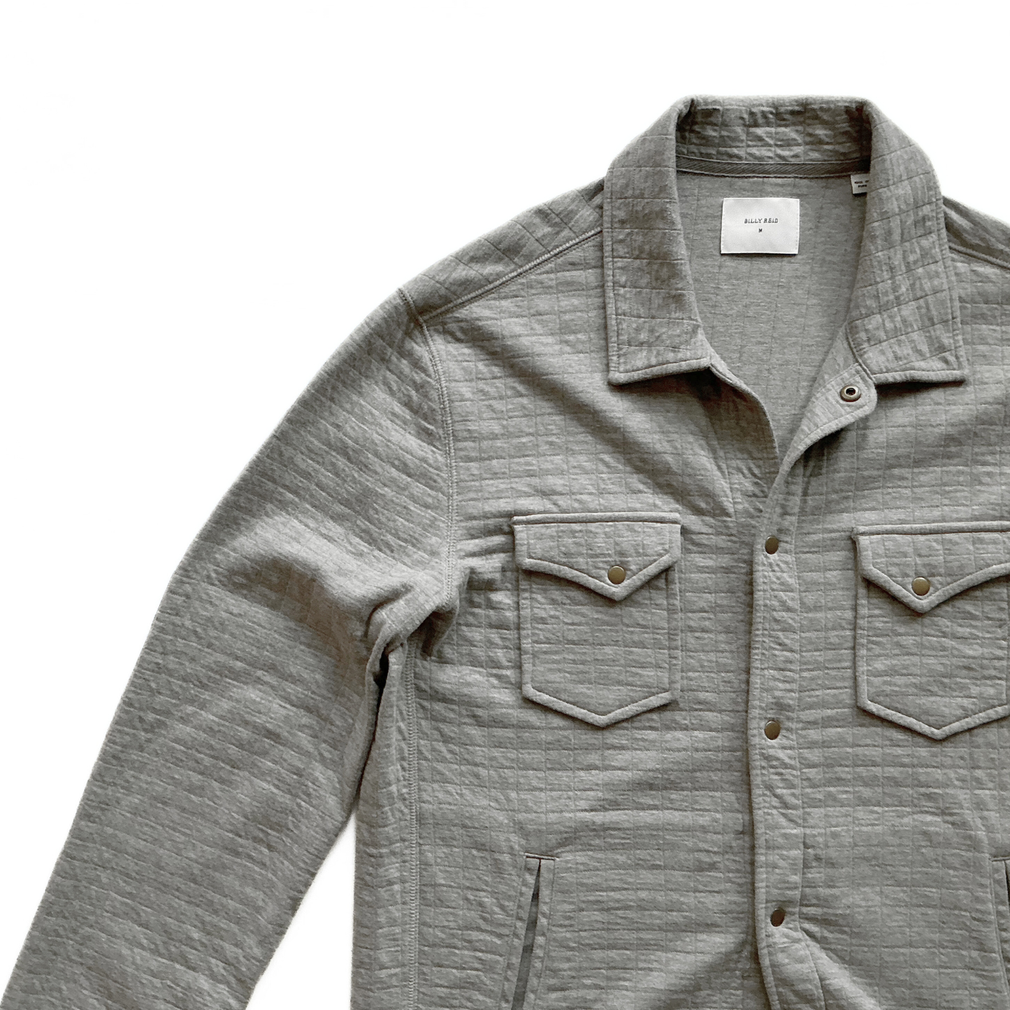 Billy Reid Quilted Shoals Snap Shirt Jacket in Grey