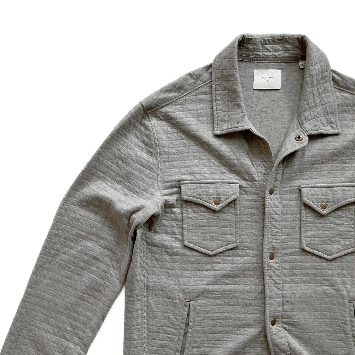 Billy Reid Quilted Shoals Snap Shirt Jacket in Grey