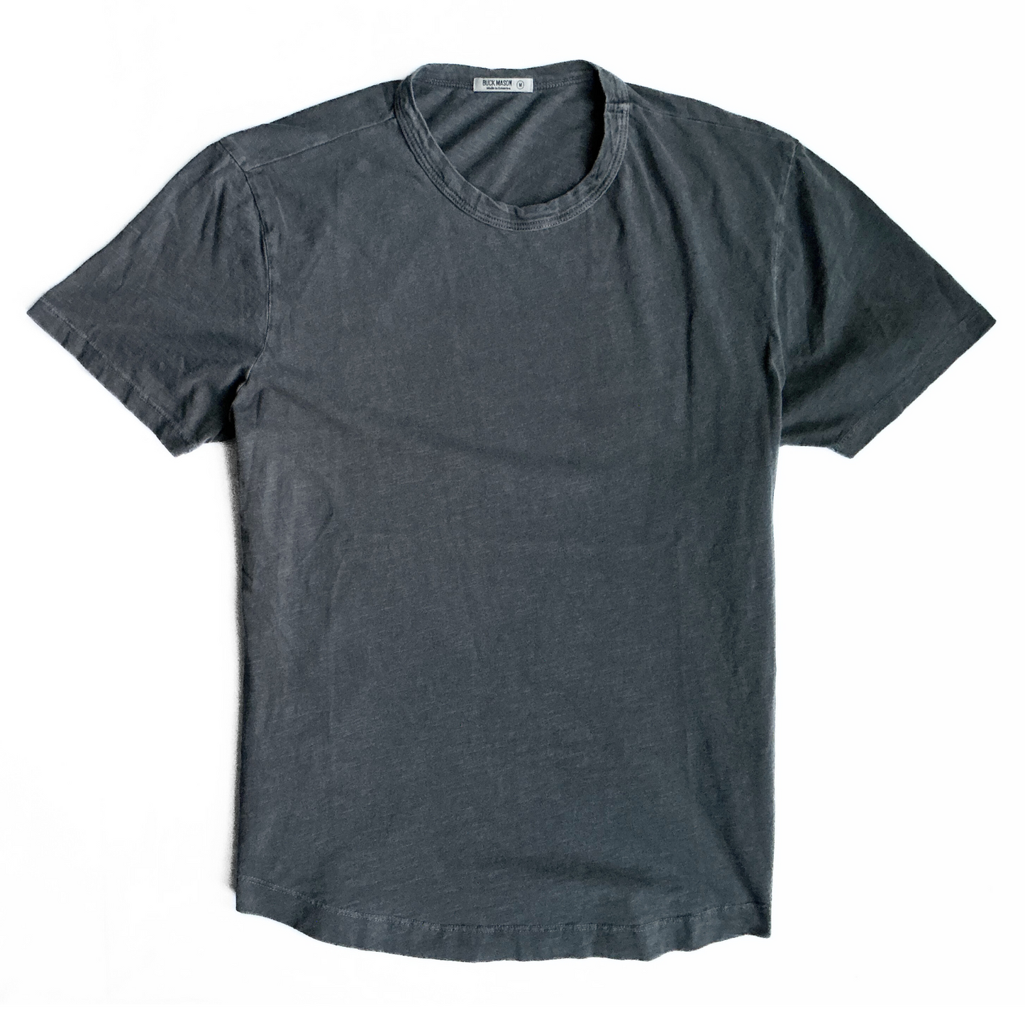 Buck Mason Curved Hem T-Shirt in Washed Grey