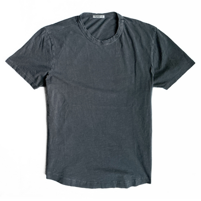 Buck Mason Curved Hem T-Shirt in Washed Grey