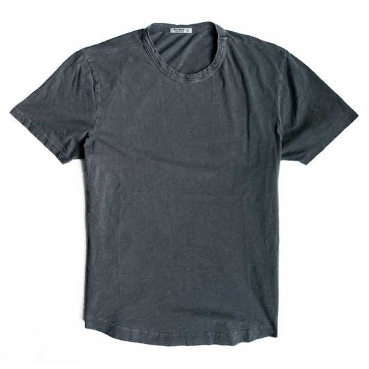 Buck Mason Curved Hem T-Shirt in Washed Grey