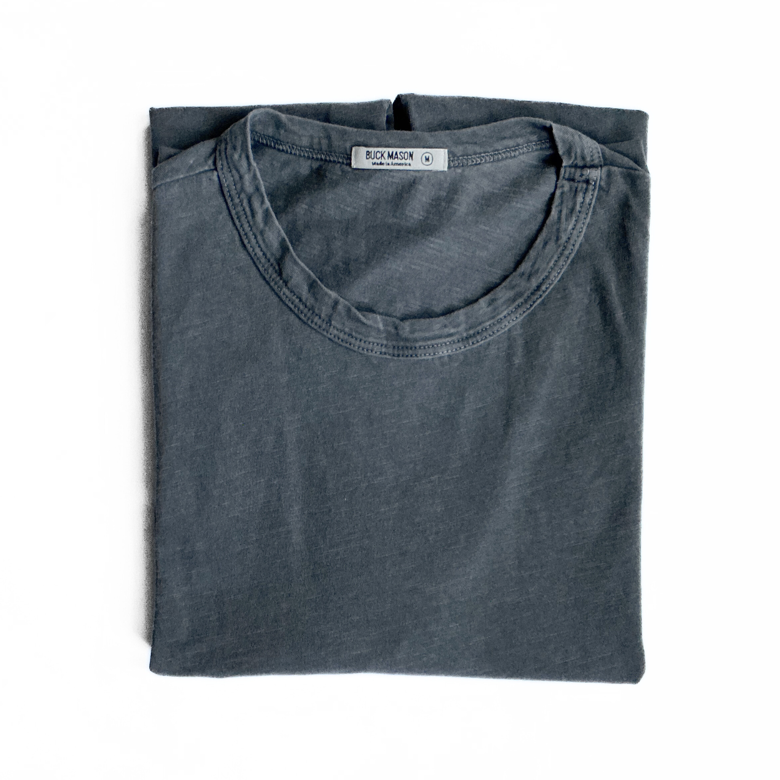 Buck Mason Curved Hem T-Shirt in Washed Grey