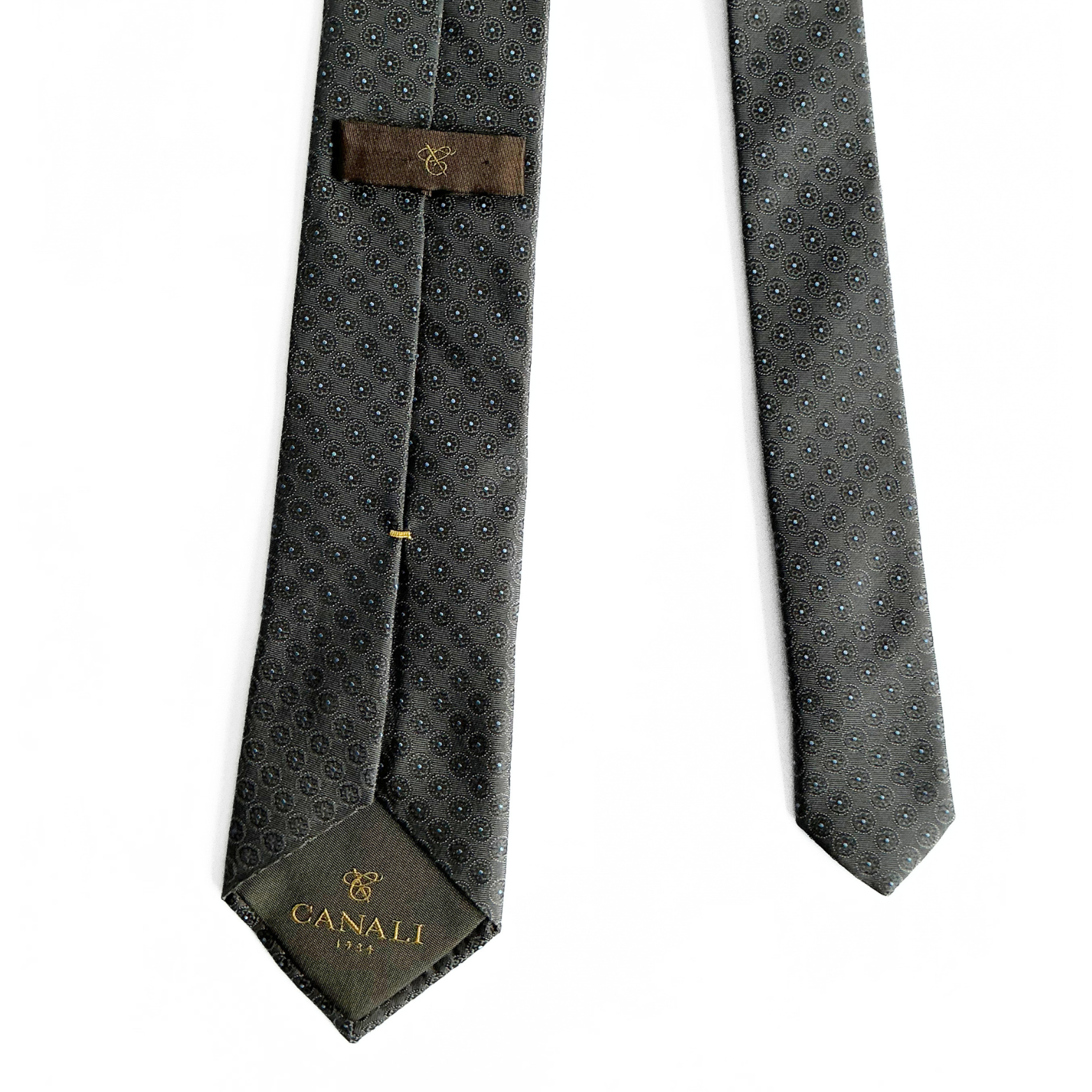 Canali Patterned Tie in Grey / Blue