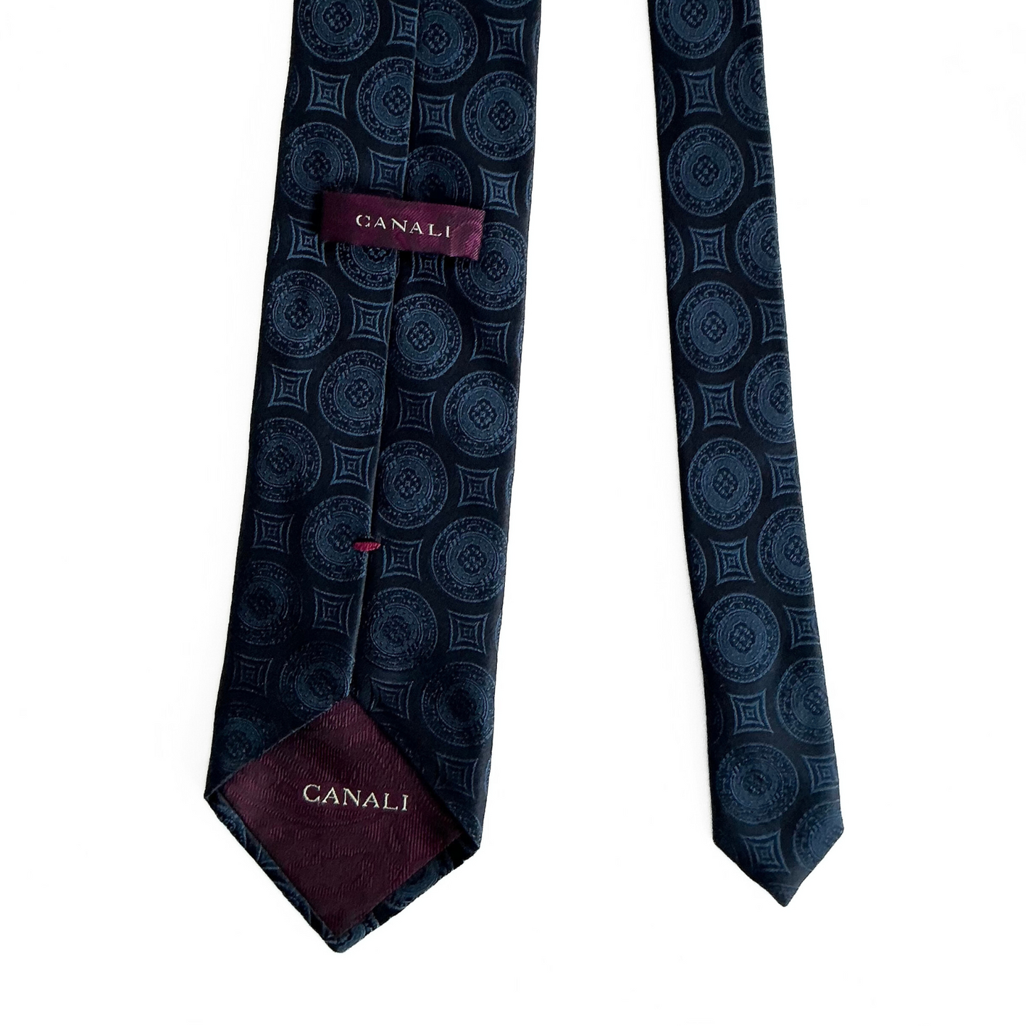 Canali Patterned Tie in Ink Blue Floral