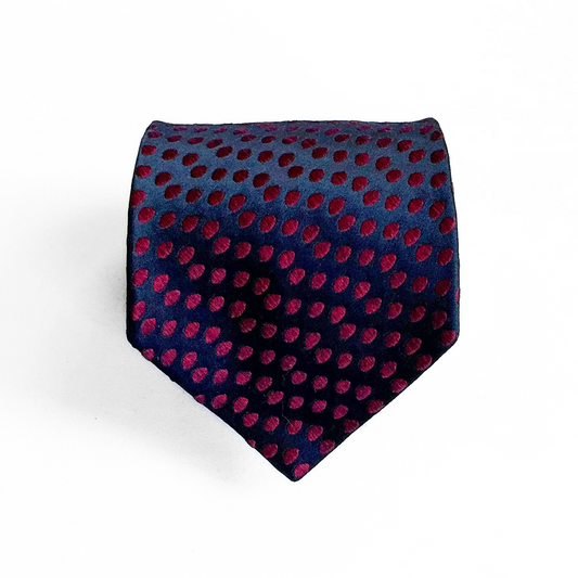 Charvet Place Vendôme Dotted Tie in Midnight Blue / Cherry Red
