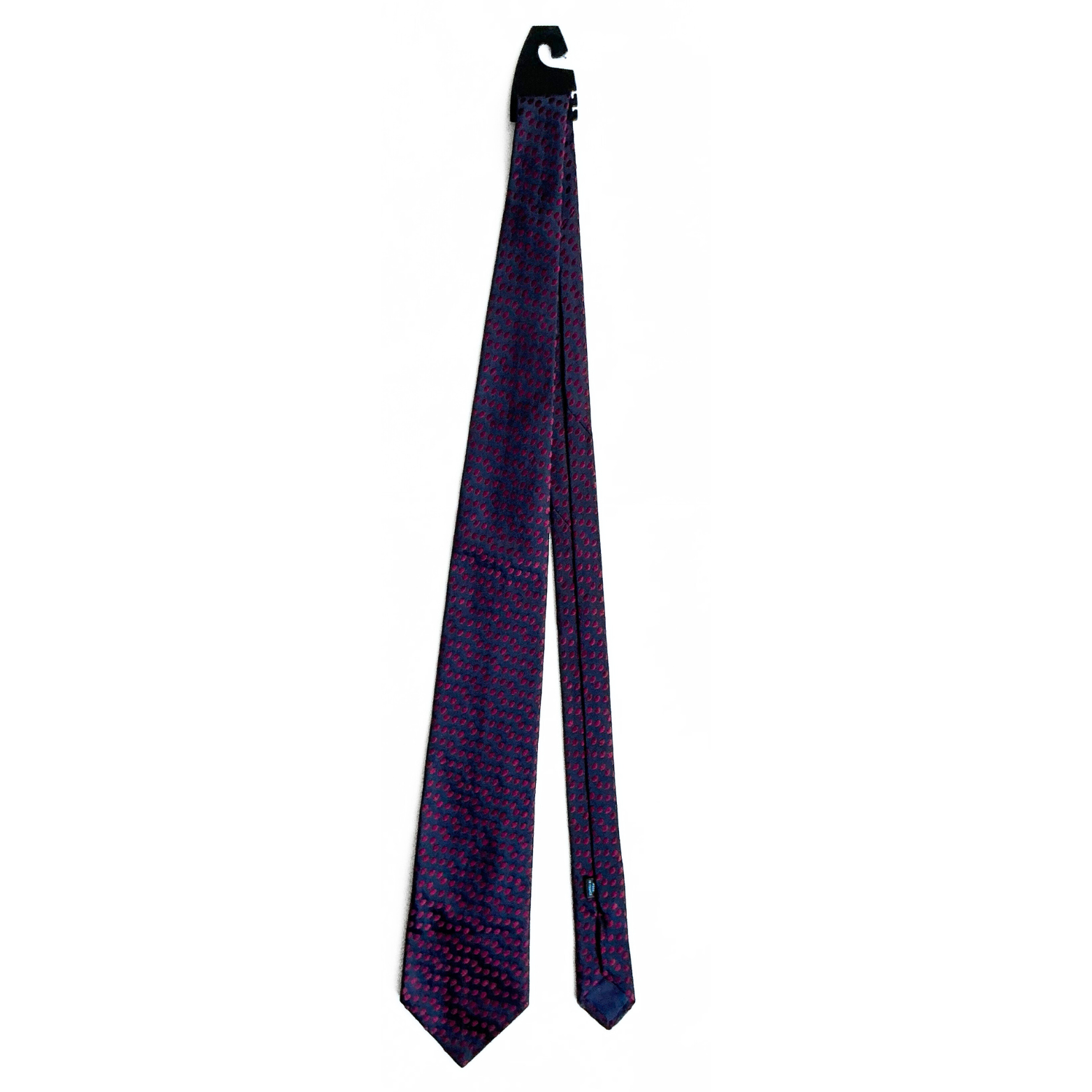 Charvet Place Vendôme Dotted Tie in Midnight Blue / Cherry Red