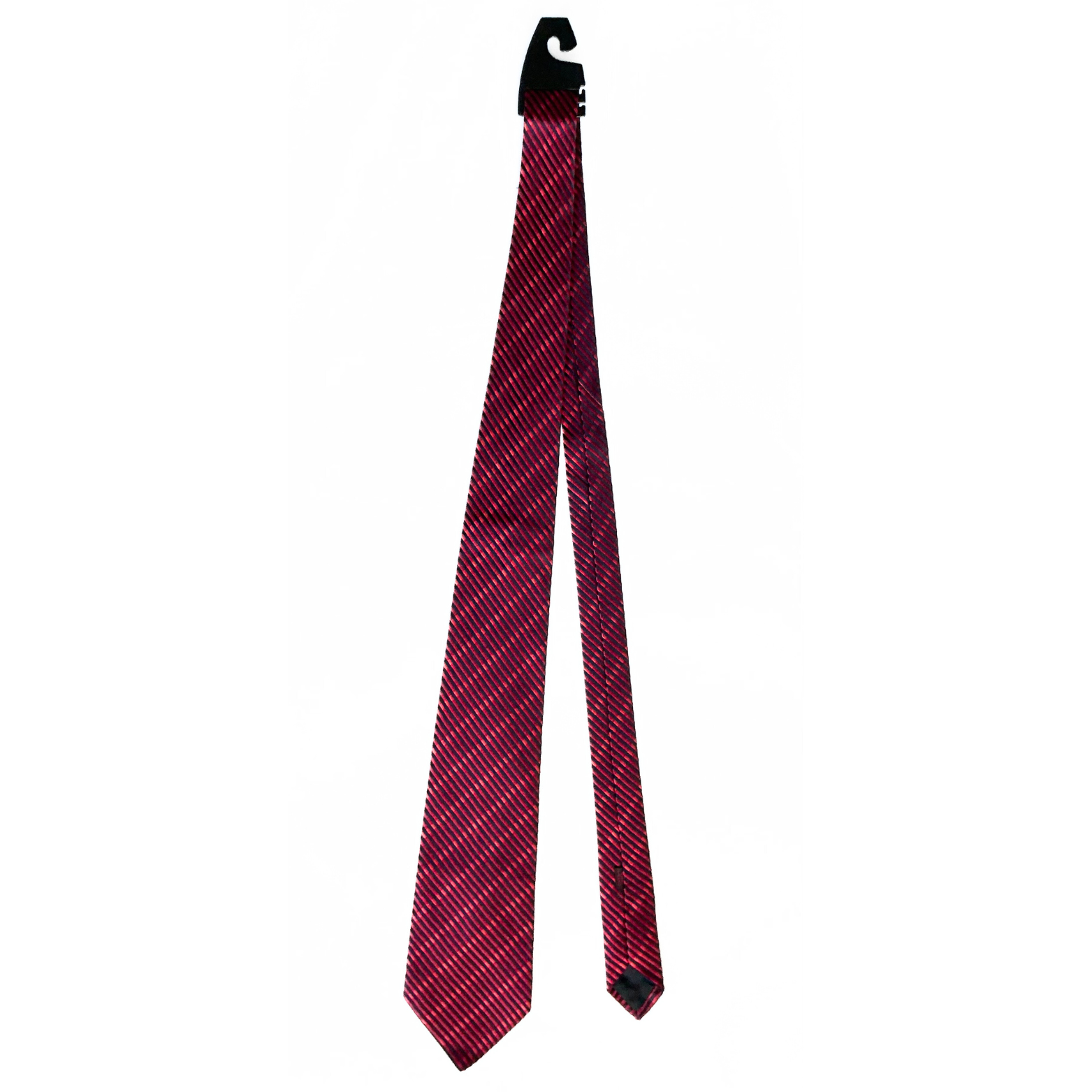 Charvet Place Vendôme Overlay Striped Tie in Midnight Blue / Neon Red