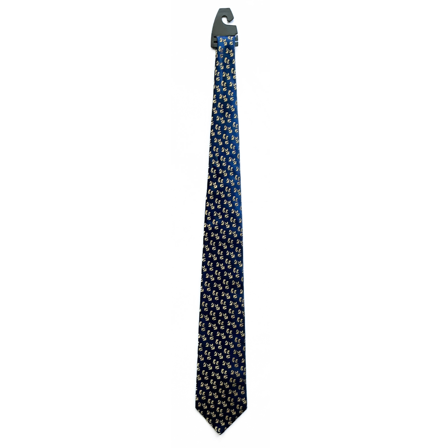 Charvet Place Vendôme Patterned Tie in Blue / Mustard Gold