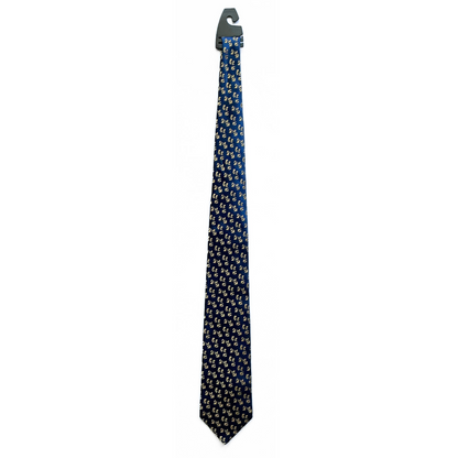 Charvet Place Vendôme Patterned Tie in Blue / Mustard Gold