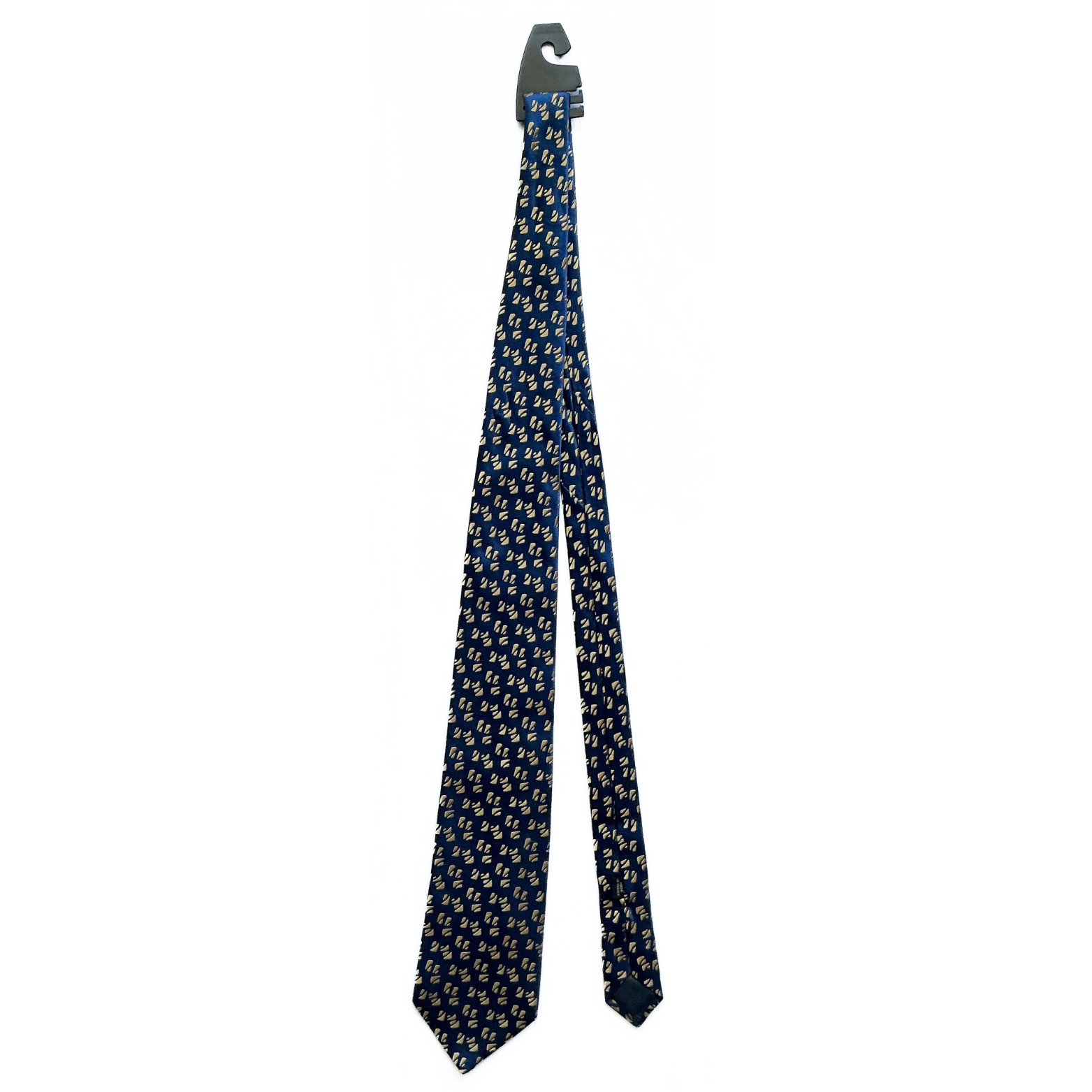 Charvet Place Vendôme Patterned Tie in Blue / Mustard Gold