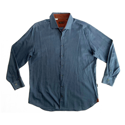 Corneliani Twill Button Shirt in Aqua Blue