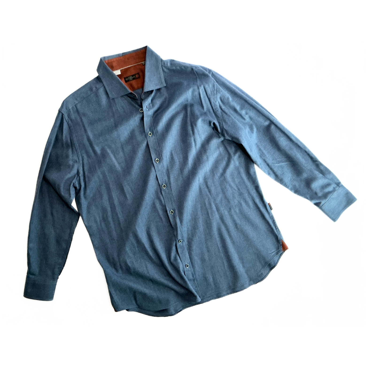 Corneliani Twill Button Shirt in Aqua Blue