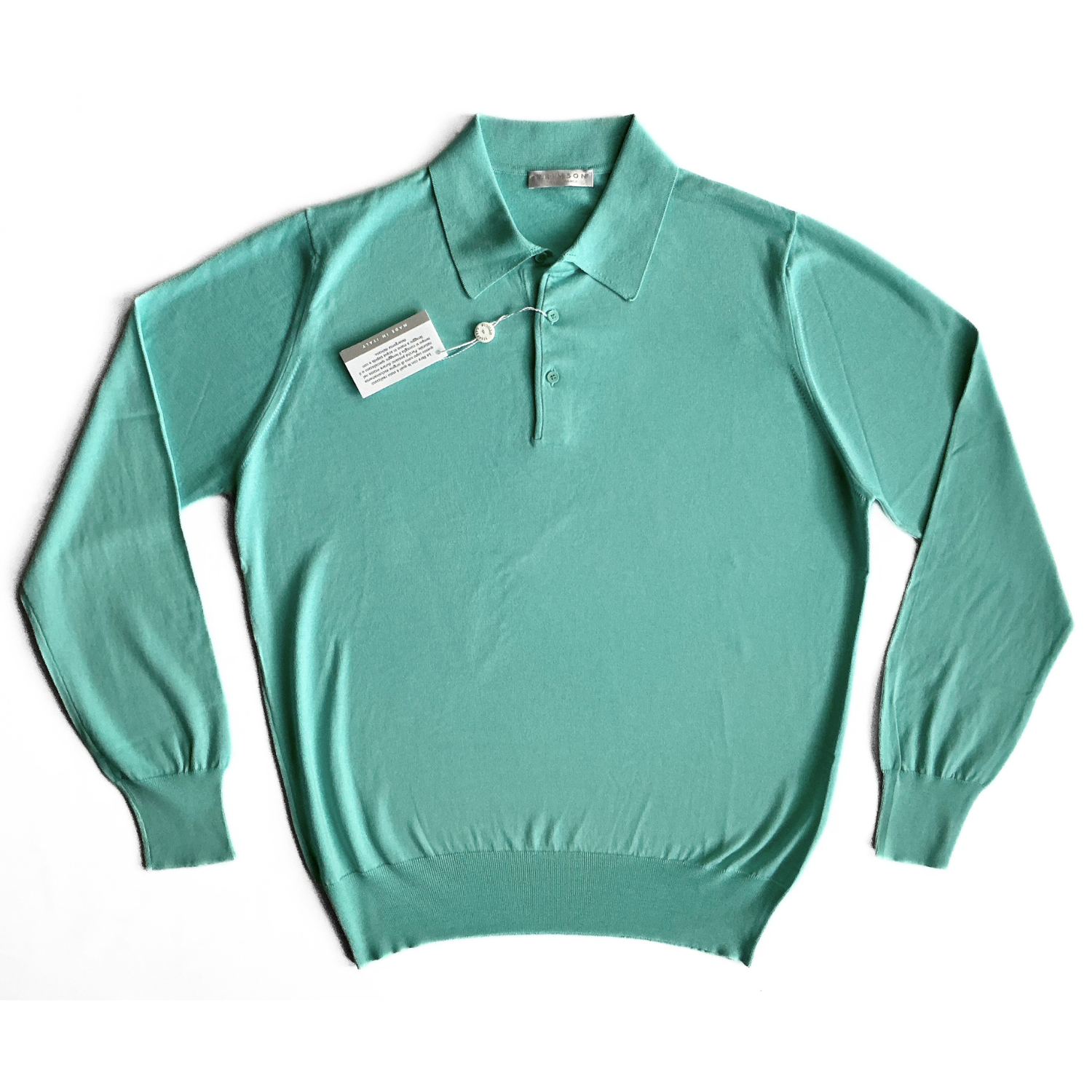 Crimson Paris Knitted Longsleeve Polo Sweater in Turqoise