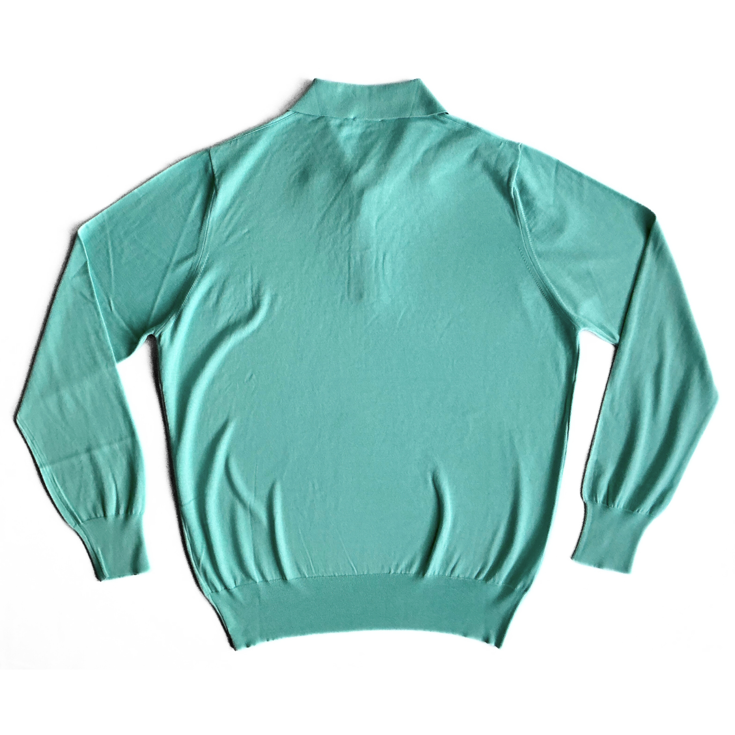 Crimson Paris Knitted Longsleeve Polo Sweater in Turqoise