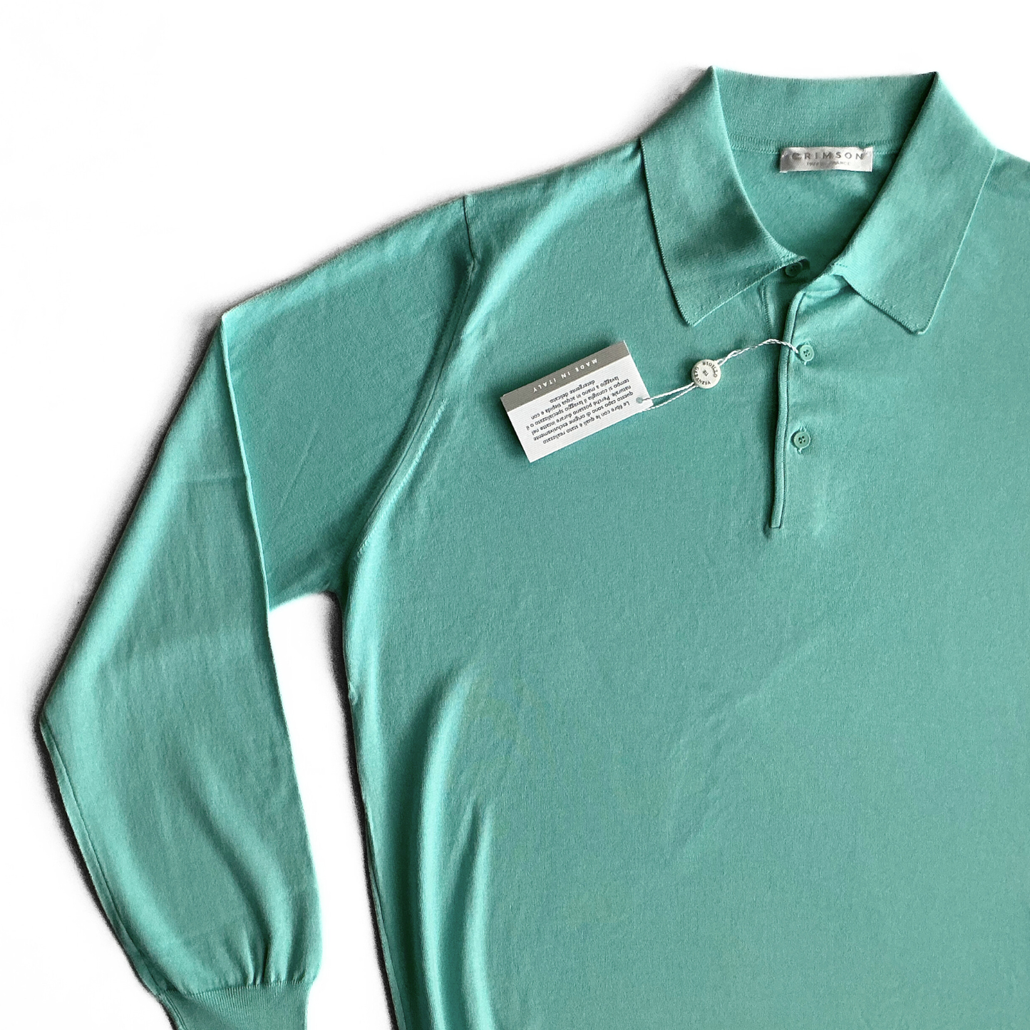 Crimson Paris Knitted Longsleeve Polo Sweater in Turqoise