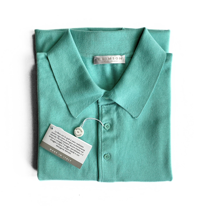 Crimson Paris Knitted Longsleeve Polo Sweater in Turqoise