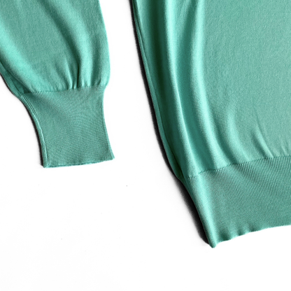 Crimson Paris Knitted Longsleeve Polo Sweater in Turqoise