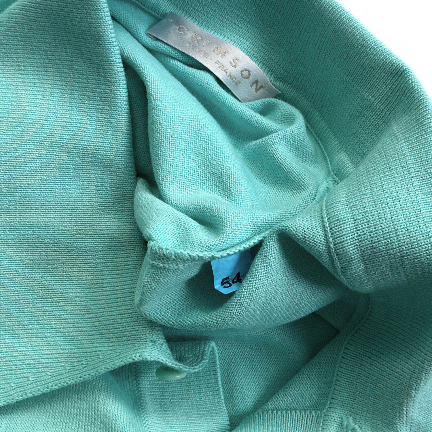 Crimson Paris Knitted Longsleeve Polo Sweater in Turqoise