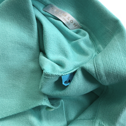 Crimson Paris Knitted Longsleeve Polo Sweater in Turqoise