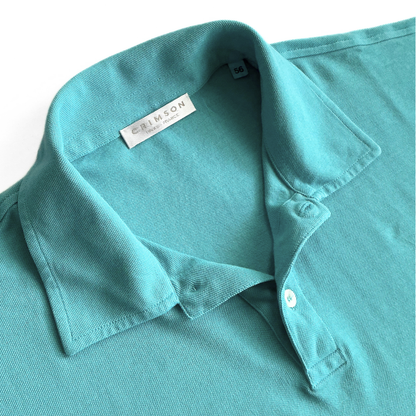 Crimson Paris Longsleeve Polo Shirt in Turqoise