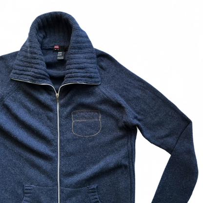 Diesel Fisherman High Neck Zip Up Sweater in Navy Blue