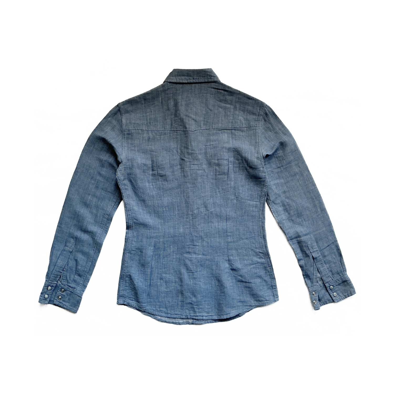 Dolce & Gabbana Linen Snap Button Up Shirt in Denim Blue