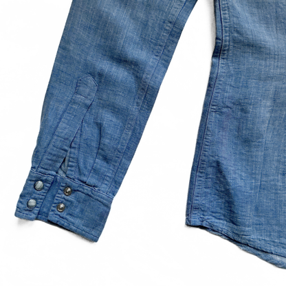 Dolce & Gabbana Linen Snap Button Up Shirt in Denim Blue