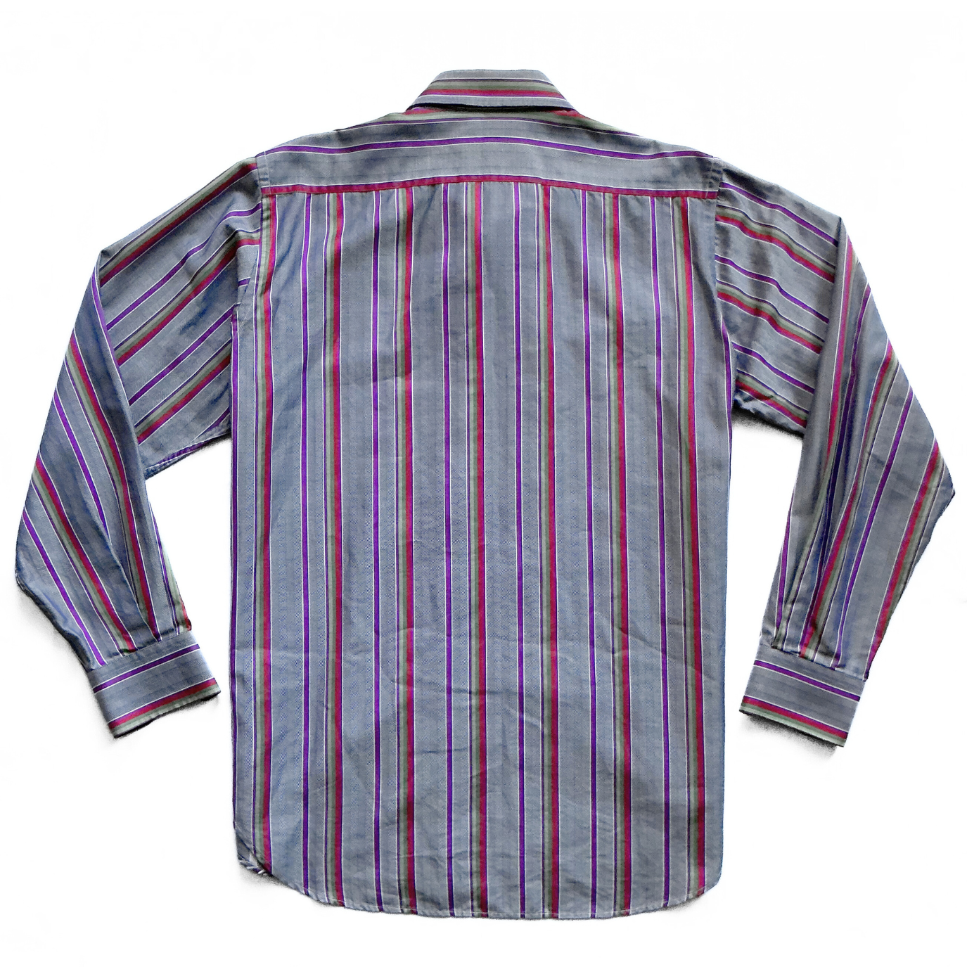 ETRO Multi Striped Button Shirt in Grey / Purple / Red / Green