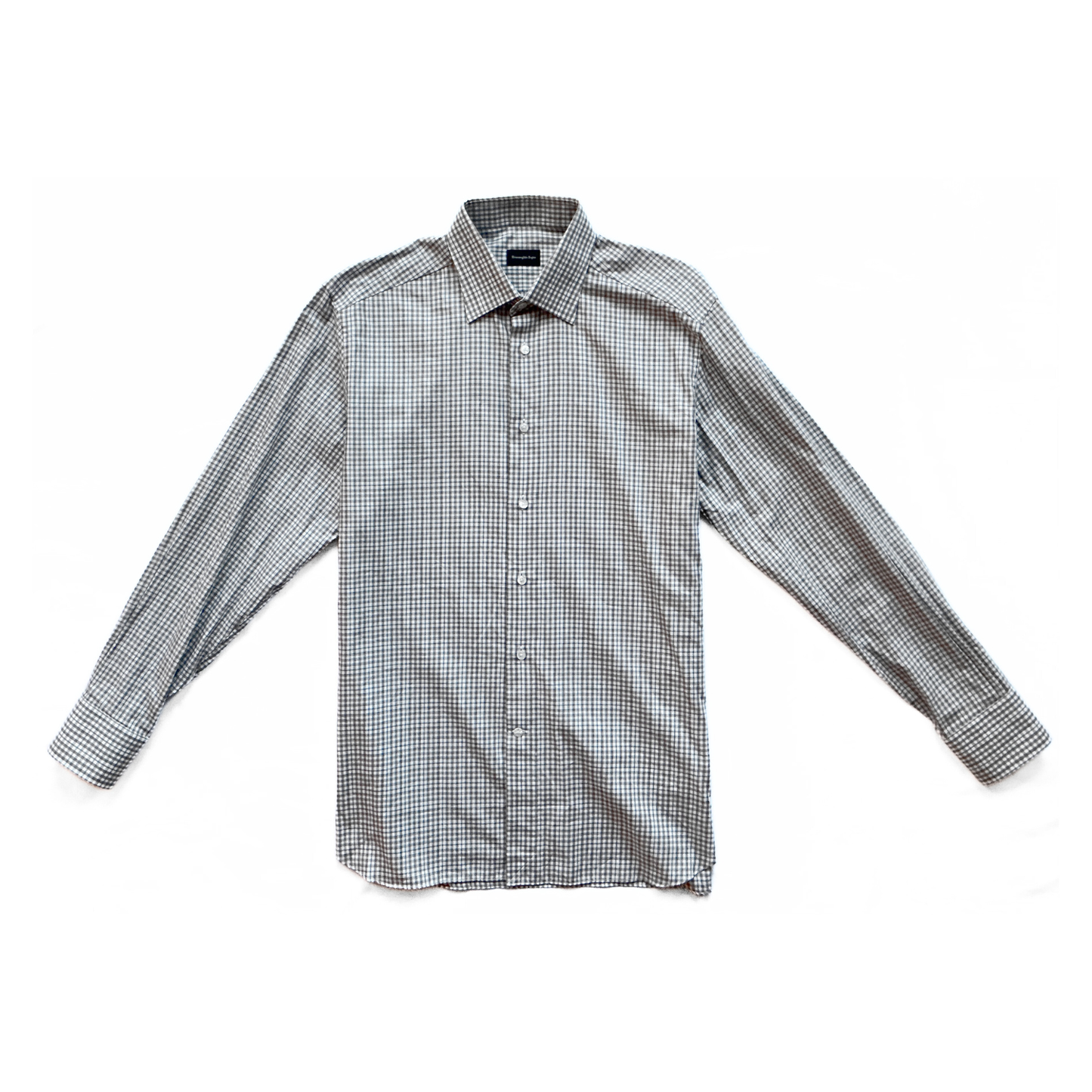 Ermenegildo Zegna Checkered Button Shirt in Brown / Blue / White