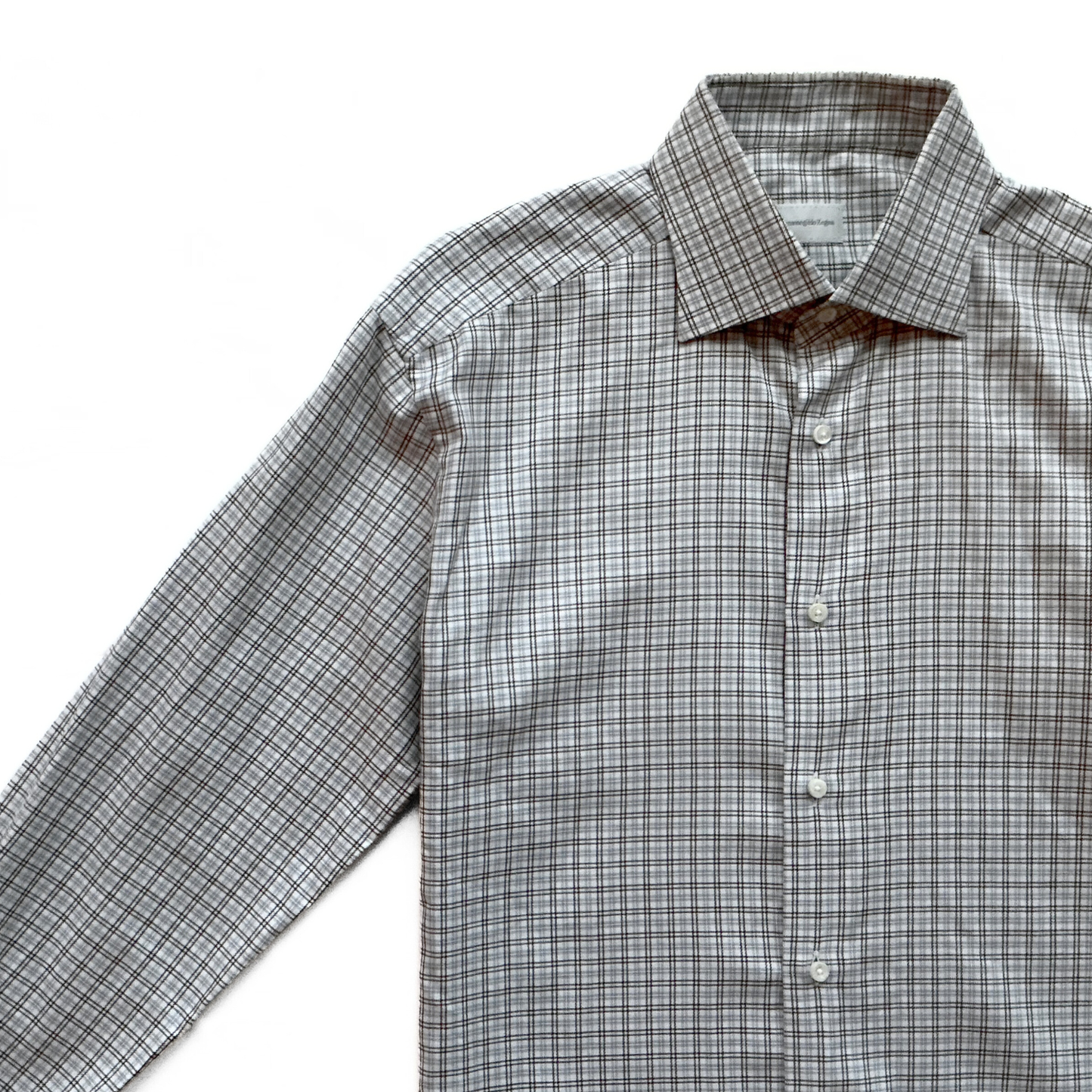 Ermenegildo Zegna Checkered Button Shirt in Blue / White / Brown
