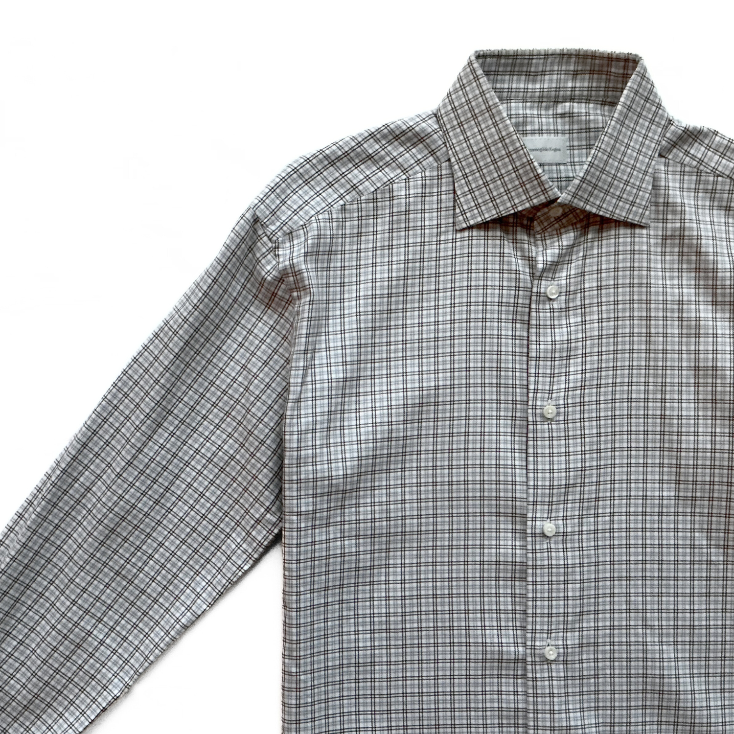 Ermenegildo Zegna Checkered Button Shirt in Blue / White / Brown