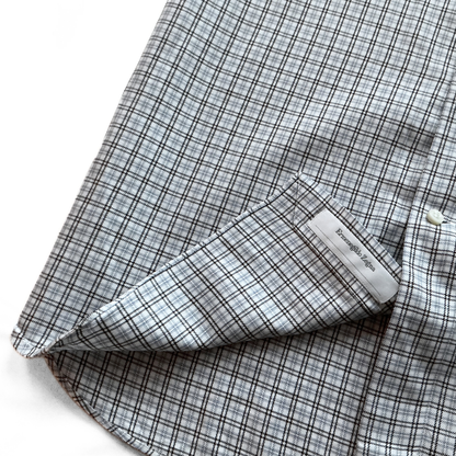 Ermenegildo Zegna Checkered Button Shirt in Blue / White / Brown
