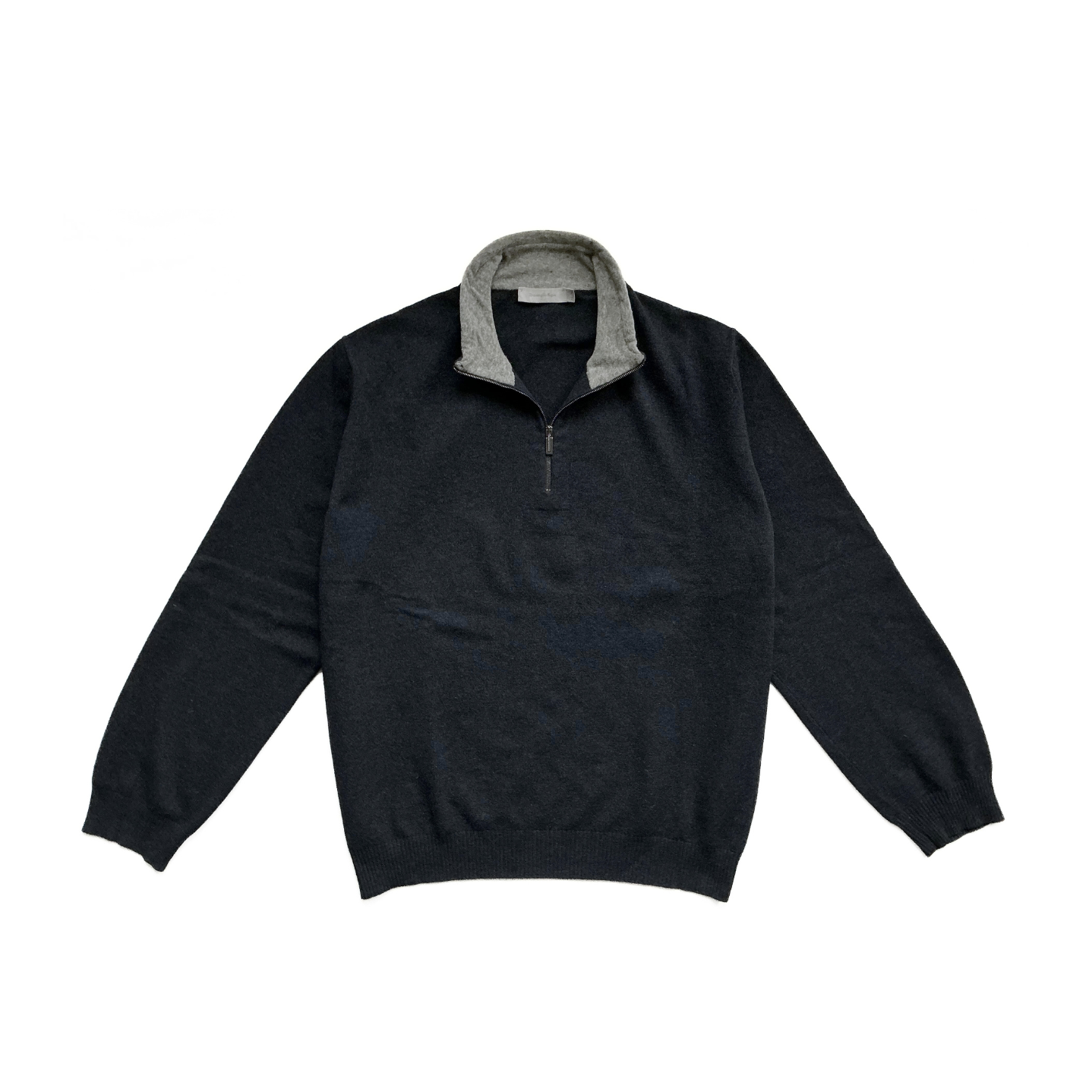 Ermenegildo Zegna Half Zip Cashmere Blend Sweater in Navy / Grey