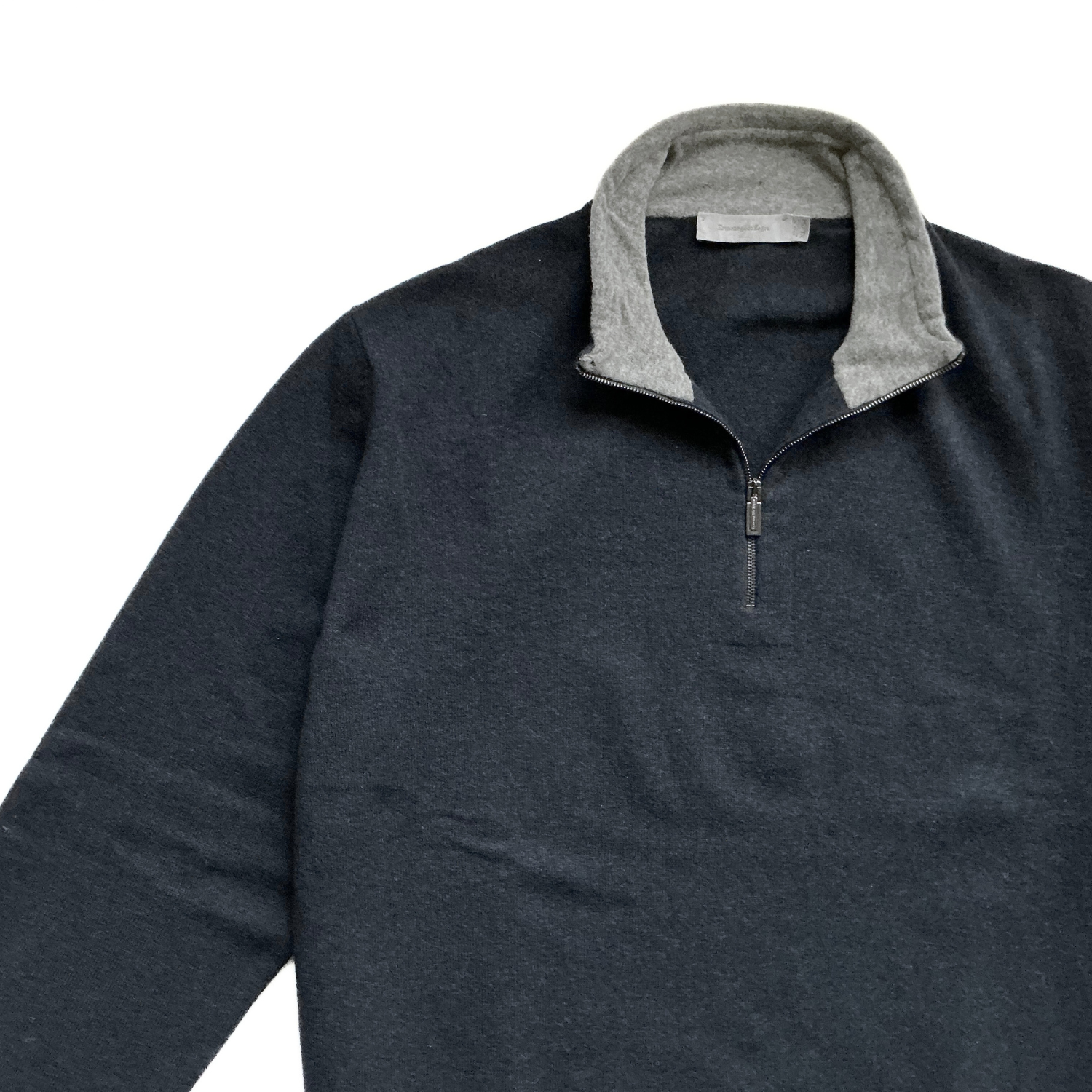 Ermenegildo Zegna Half Zip Cashmere Blend Sweater in Navy / Grey