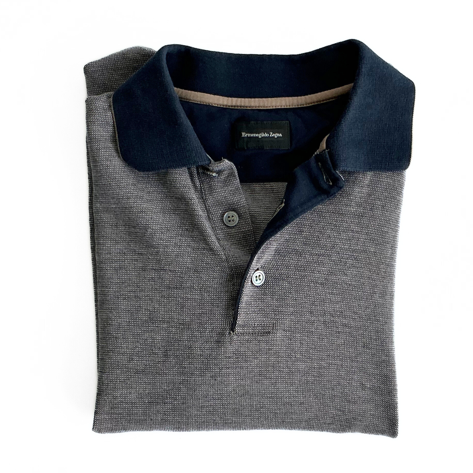 Ermenegildo Zegna Polo Shirt in Blue / Camel