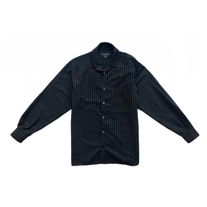 Ermenegildo Zegna Striped Button Shirt in Black / Bronze Red