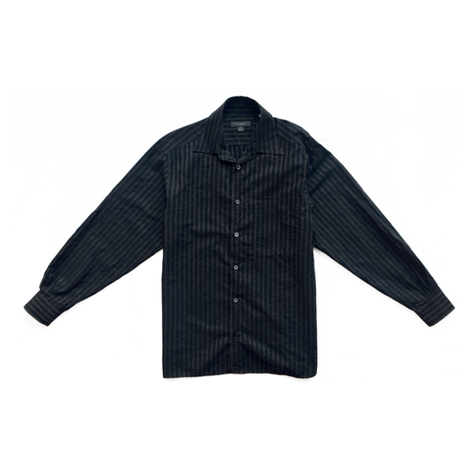 Ermenegildo Zegna Striped Button Shirt in Black / Bronze Red