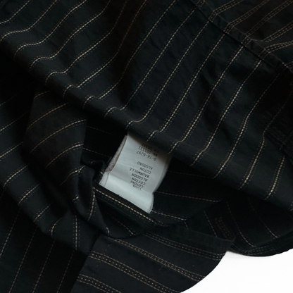 Ermenegildo Zegna Striped Button Shirt in Black / Bronze Red