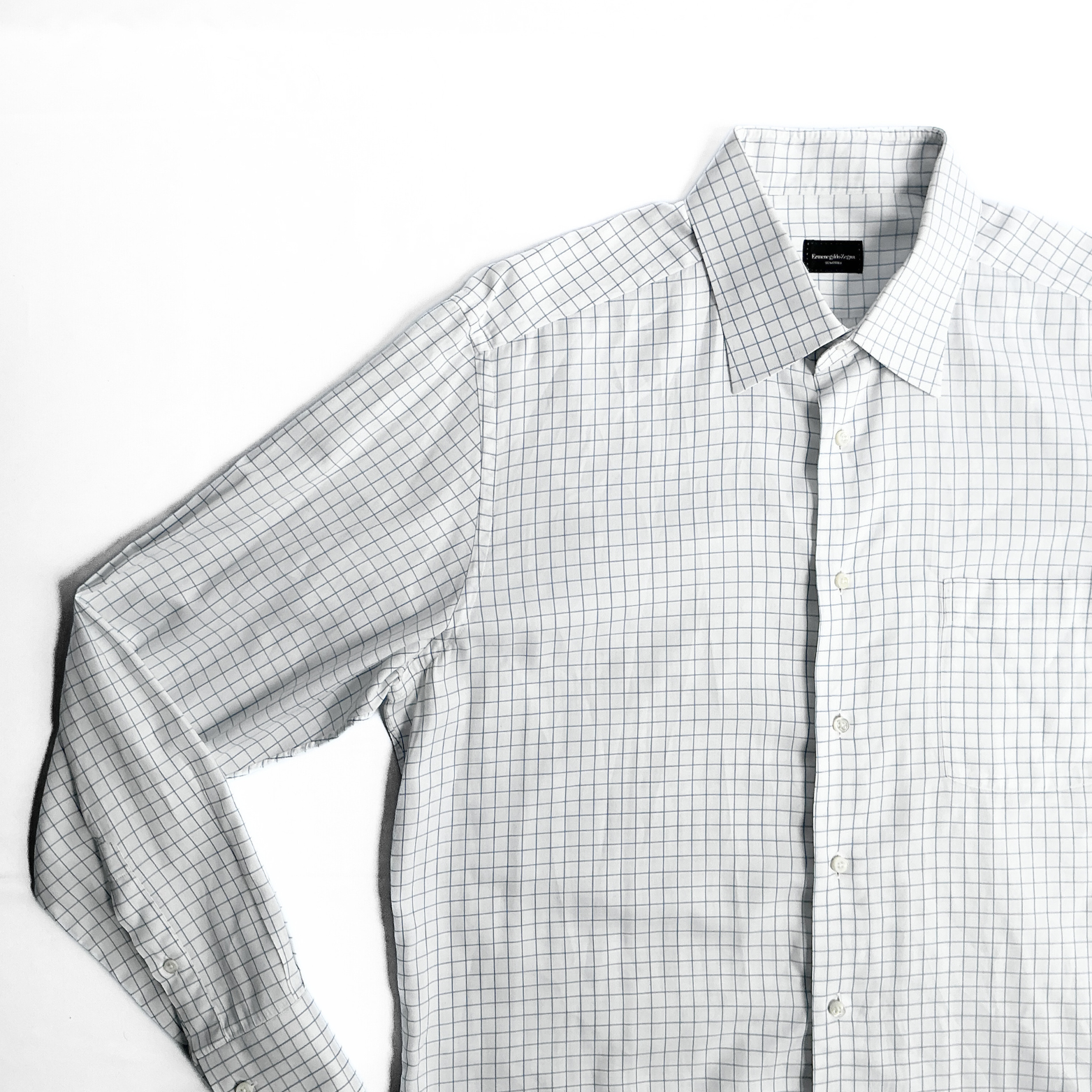 Ermenegildo Zegna Geometric Button Shirt in White / Blue