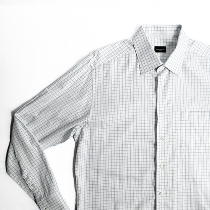 Ermenegildo Zegna Geometric Button Shirt in White / Blue