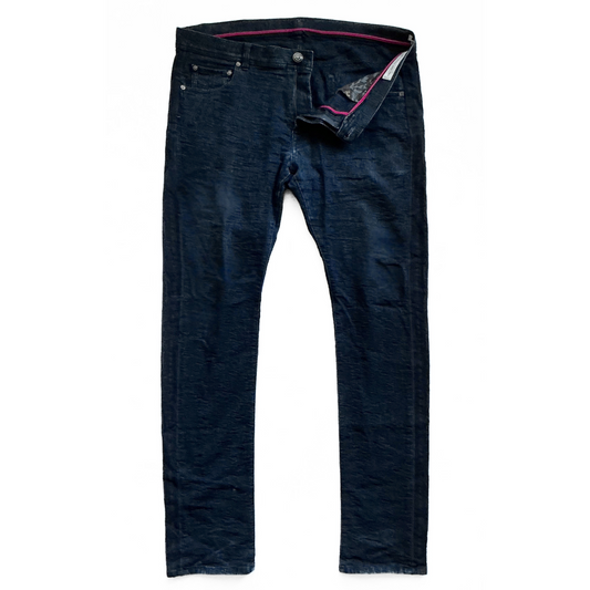 Etro Paisley Textured Side Seam Pants in Dark / Midnight Blue
