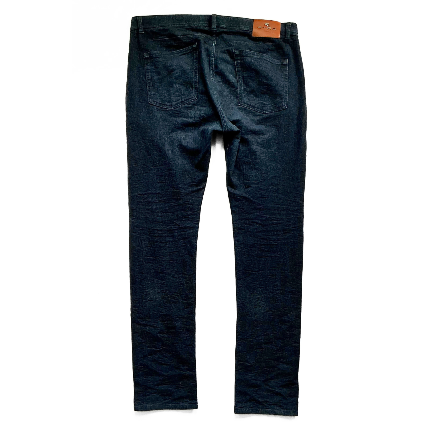 Etro Paisley Textured Side Seam Pants in Dark / Midnight Blue
