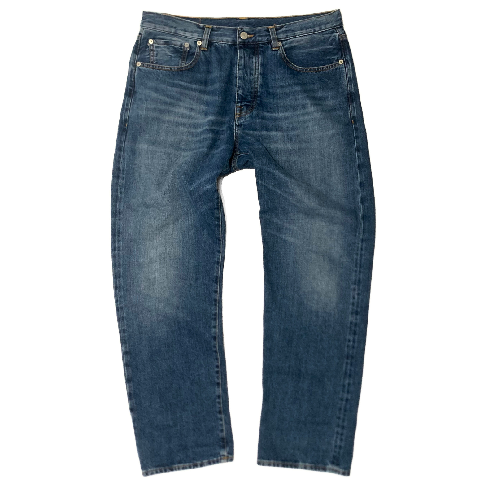 Fortela Japanese Selvedge Denim Jeans in Medium Wash Blue