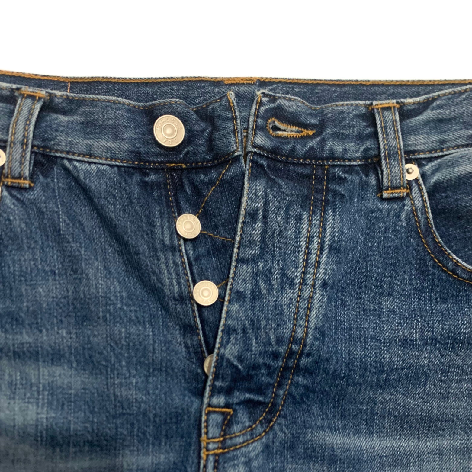Fortela Japanese Selvedge Denim Jeans in Medium Wash Blue