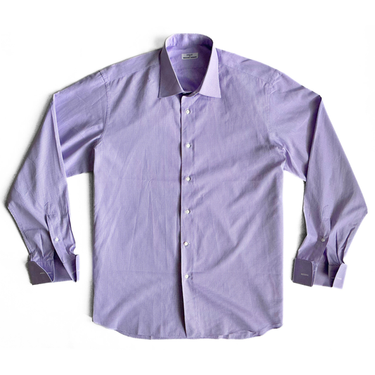 Fray Italy for Bergdorf Goodman Dress Shirt in Purple Gingham