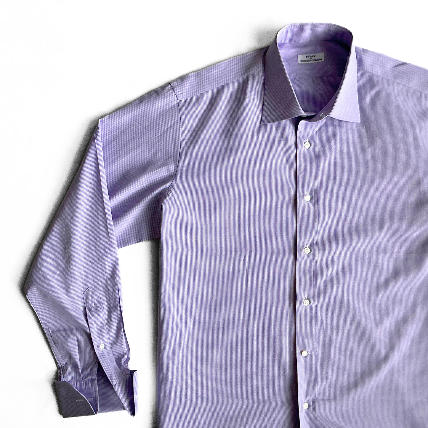 Fray Italy for Bergdorf Goodman Dress Shirt in Purple Gingham