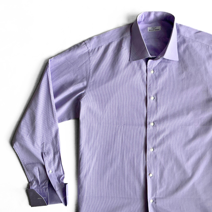 Fray Italy for Bergdorf Goodman Dress Shirt in Purple Gingham