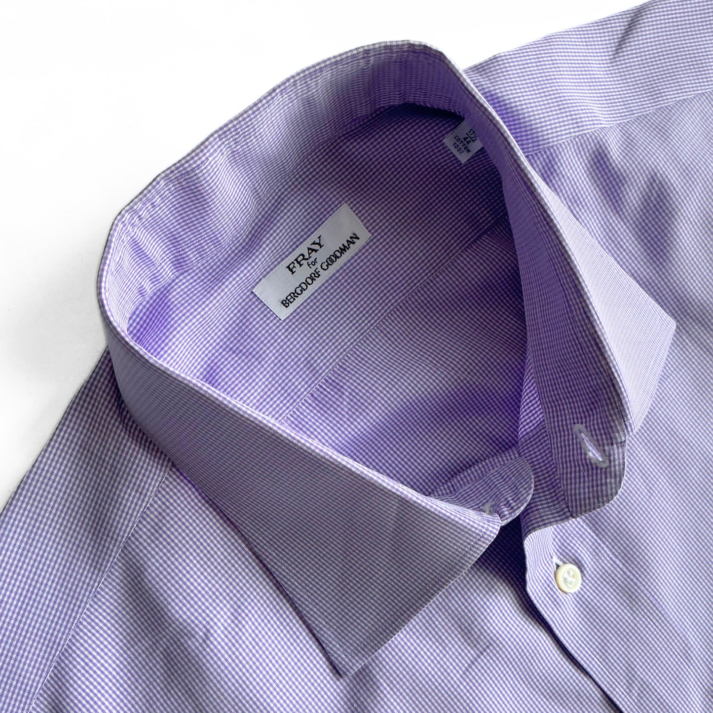 Fray Italy for Bergdorf Goodman Dress Shirt in Purple Gingham