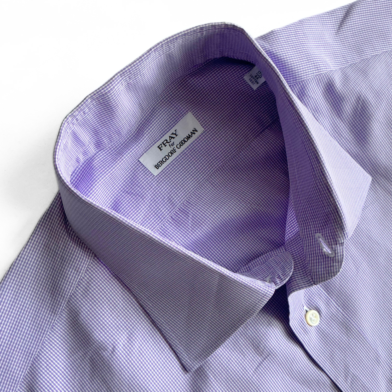 Fray Italy for Bergdorf Goodman Dress Shirt in Purple Gingham